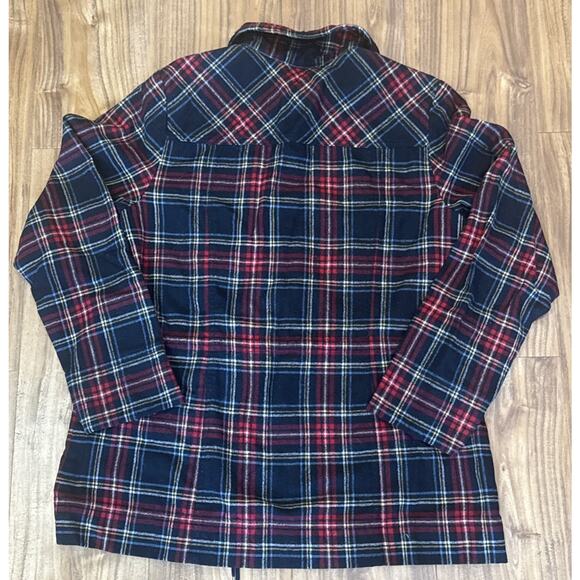 PENDLETON Jacket 100% Wool Tartan Plaid Red Black Button Women's Large -FLAW- - Picture 2 of 6